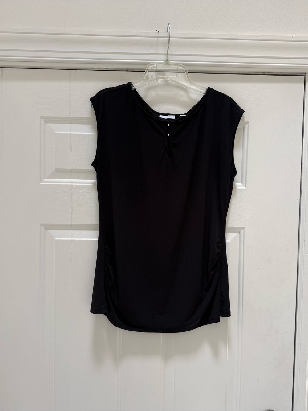 NWOT New York & Company Black Cap-Sleeve Tank with Front Button Detail